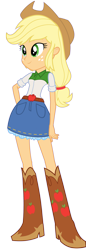 Size: 1471x4270 | Tagged: safe, artist:ytpinkiepie2, applejack, human, equestria girls, g4, belt, boots, clothes, cowboy boots, cowboy hat, hat, high heel boots, shirt, shoes, simple background, skirt, solo, transparent background