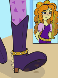 Size: 2048x2732 | Tagged: safe, artist:brandonthebronypony, adagio dazzle, human, equestria girls, g4, boots, crush fetish, female, fetish, high res, micro, shoes, solo, tiny people, unaware, underfoot