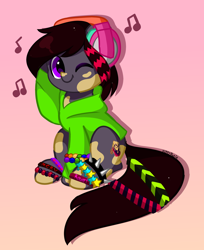 Size: 2316x2839 | Tagged: safe, artist:kittyrosie, oc, oc only, pony, commission, headphones, high res, music notes, solo