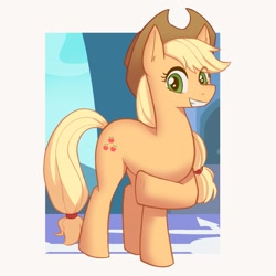 Size: 1187x1186 | Tagged: safe, artist:eueueutet, applejack, earth pony, pony, g4, female, grin, mare, smiling, solo