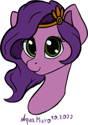 Size: 1031x1460 | Tagged: safe, artist:aquamuro, pipp petals, pegasus, pony, g5, bust, cute, female, jewelry, looking at you, mare, regalia, signature, simple background, sketch, smiling, smiling at you, solo, transparent background