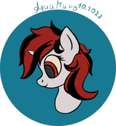 Size: 1944x2105 | Tagged: safe, alternate version, artist:aquamuro, oc, oc only, oc:blackjack, pony, unicorn, fallout equestria, fallout equestria: project horizons, abstract background, bust, colored sclera, cute, fanfic art, female, horn, mare, signature, simple background, sketch, small horn, smiling, solo, style emulation, transparent background, two toned mane, unicorn oc, yellow sclera