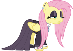 Size: 4312x3000 | Tagged: safe, artist:cloudy glow, fluttershy, pegasus, pony, fake it 'til you make it, g4, .ai available, clothes, female, fluttergoth, goth, high res, lidded eyes, mare, raised hoof, simple background, solo, transparent background, vector