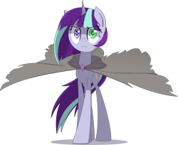 Size: 3082x2521 | Tagged: safe, artist:zacatron94, oc, oc only, oc:aurora glimmer, pony, unicorn, cloak, clothes, female, high res, mare, simple background, solo, transparent background
