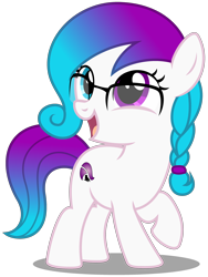Size: 2550x3400 | Tagged: safe, alternate version, artist:strategypony, oc, oc only, oc:aurora starling, earth pony, pony, braid, cute, earth pony oc, female, filly, foal, glasses, gradient mane, gradient tail, high res, looking up, simple background, tail, transparent background