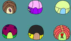 Size: 750x431 | Tagged: safe, donut joe, thorax, tree hugger, oc, oc:cara, oc:herc, oc:pollen, changedling, changeling, g4, ball, king thorax, morph ball