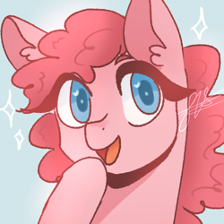 Size: 1500x1500 | Tagged: safe, artist:sunriseshine88, pinkie pie, earth pony, pony, g4, bust, female, open mouth, solo