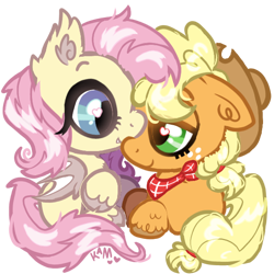 Size: 600x600 | Tagged: safe, artist:lastunicorn666, applejack, fluttershy, bat pony, earth pony, pony, g4, bat ponified, chibi, cute, duo, ear fluff, female, floppy ears, flutterbat, heart, heart eyes, jackabetes, lesbian, mare, race swap, ship:appleshy, shipping, shyabetes, simple background, transparent background, unshorn fetlocks, wingding eyes