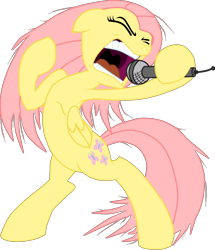 Size: 828x965 | Tagged: artist needed, source needed, safe, fluttershy, pegasus, pony, g4, bipedal, female, metalshy, microphone, screaming, simple background, solo, transparent background