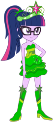 Size: 721x1645 | Tagged: safe, artist:fireluigi29, sci-twi, twilight sparkle, human, equestria girls, g4, bare shoulders, big crown thingy, boots, clothes, crown, dress, element of magic, fall formal outfits, female, glasses, high heel boots, jewelry, regalia, shoes, simple background, sleeveless, solo, strapless, tiara, transparent background