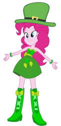 Size: 1024x2100 | Tagged: safe, artist:fireluigi29, pinkie pie, human, equestria girls, g4, bare shoulders, boots, clothes, female, hat, high heel boots, shirt, shoes, simple background, skirt, sleeveless, solo, strapless, transparent background