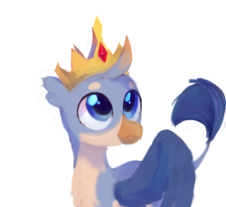 Size: 688x630 | Tagged: artist needed, source needed, safe, gallus, griffon, g4, crown, crown of grover, jewelry, king gallus, male, regalia, simple background, solo, white background