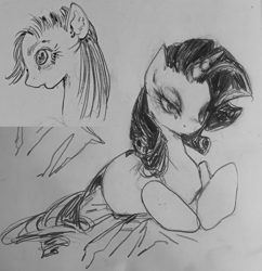 Size: 2559x2647 | Tagged: safe, artist:bishu, rarity, oc, pony, g4, high res, sketch, traditional art