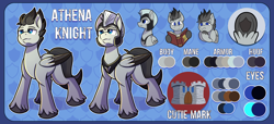 Size: 2530x1158 | Tagged: safe, artist:littletigressda, oc, oc only, oc:athena knight, pony, commission, female, reference sheet, solo