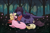 Size: 5545x3685 | Tagged: safe, artist:1an1, oc, oc only, oc:fenris ebonyglow, oc:kara waypoint, earth pony, original species, pegasus, pony, timber pony, timber wolf, duo, female, forest, karanris, lying down, male, mare, oc x oc, shipping, stallion, straight