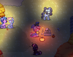 Size: 1111x871 | Tagged: safe, rainbow dash, starlight glimmer, sugar moonlight, earth pony, pegasus, pony, unicorn, pony town, g5, halloween, holiday, nightmare night, screenshots, solo