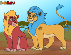 Size: 6760x5240 | Tagged: safe, artist:lordmarukio, hitch trailblazer, sprout cloverleaf, big cat, lion, g5, duo, duo male, lionified, male, species swap, the lion guard, the lion king