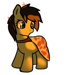 Size: 453x506 | Tagged: safe, artist:neuro, oc, oc only, oc:filly anon, earth pony, pony, cape, clothes, female, filly, fire, foal, runescape, simple background, solo, transparent background