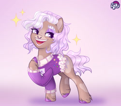 Size: 1280x1121 | Tagged: safe, artist:emperor-anri, oc, oc only, earth pony, pony, :d, clothes, earth pony oc, female, mare, nose piercing, nose ring, open mouth, open smile, piercing, raised hoof, smiling, solo, unshorn fetlocks