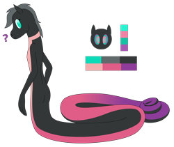 Size: 5777x4872 | Tagged: safe, artist:emc-blingds, oc, oc only, lamia, original species, anthro, question mark, reference sheet, simple background, swirly eyes, transparent background