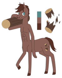 Size: 3662x4594 | Tagged: safe, artist:emc-blingds, oc, oc only, centaur, anthro, taur, abs, log, male, raised hoof, reference sheet, simple background, smiling, transparent background