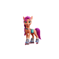Size: 1080x1080 | Tagged: safe, sunny starscout, earth pony, pony, g5, my little pony: a new generation, official, animated, female, gif, mare, roller skates, simple background, solo, transparent background