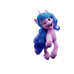 Size: 2000x2000 | Tagged: safe, izzy moonbow, pony, unicorn, g5, my little pony: a new generation, official, animated, cute, female, gif, happy, high res, izzybetes, jumping, looking at you, mare, one eye closed, simple background, smiling, solo, teeth, transparent background, wink, winking at you