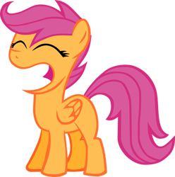 Size: 891x897 | Tagged: safe, artist:wnaspp, scootaloo, pegasus, pony, g4, the cutie pox, big grin, eyes closed, female, filly, foal, grin, misleading thumbnail, open mouth, orange skin, png, simple background, smiling, solo, transparent background, vector