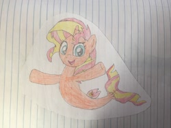 Size: 3264x2448 | Tagged: safe, artist:dupontsimon, sunset shimmer, seapony (g4), fanfic:magic show of friendship, equestria girls, g4, fanfic art, high res, lined paper, seaponified, seapony sunset, species swap, traditional art