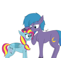 Size: 2791x2631 | Tagged: safe, artist:madtown97, thistle whistle, oc, earth pony, pegasus, pony, g3, g5, my little pony: a new generation, my little pony: make your mark, digital art, earth pony oc, g3 to g5, generation leap, glasses, head pat, high res, pat, simple background, transparent background