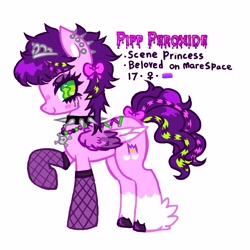 Size: 3000x3000 | Tagged: safe, artist:plushfurby, pipp petals, oc, oc:pipp peroxide, pegasus, pony, g5, alternate hairstyle, alternate universe, female, high res, scene kid, simple background, white background