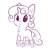 Size: 1650x1650 | Tagged: safe, artist:tjpones edits, edit, sweetie belle, pony, unicorn, g4, blank flank, chest fluff, clothes, cute, diasweetes, ear fluff, female, filly, foal, horn, monochrome, music notes, simple background, smiling, socks, solo, tjpones is trying to murder us, white background