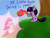 Size: 640x480 | Tagged: safe, artist:suika999, pinkie pie, twilight sparkle, earth pony, pony, unicorn, smile hd, g4, duo, duo female, ear fluff, energy, female, grass, grin, imminent decapitation, looking at each other, looking at someone, mare, moments before disaster, outdoors, running, sitting, smiling, super powers, text, this will end in death, this will end in tears, this will end in tears and/or death, tree, unicorn twilight, waving