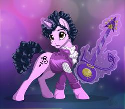 Size: 1906x1669 | Tagged: safe, artist:sirzi, pony, unicorn, commission, guitar, male, musical instrument, musician, ponified, prince (musician), stallion