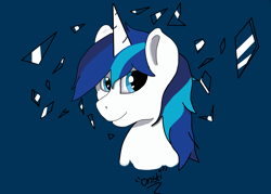 Size: 2496x1784 | Tagged: safe, artist:onsti, shining armor, pony, unicorn, g4, blue background, bust, male, simple background, solo, stallion