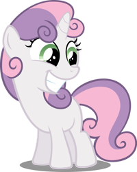 Size: 800x999 | Tagged: safe, artist:derpwave, sweetie belle, pony, unicorn, g4, female, filly, foal, grin, simple background, smiling, solo, transparent background, vector