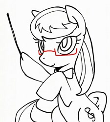 Size: 711x791 | Tagged: safe, artist:maren, octavia melody, earth pony, pony, g4, 2013, baton, bipedal, conductor's baton, female, glasses, hoof hold, mare, old art, partial color, solo