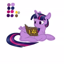 Size: 2048x2048 | Tagged: safe, artist:psychodikdik, twilight sparkle, alicorn, pony, g4, book, high res, reading, simple background, solo, twilight sparkle (alicorn), white background