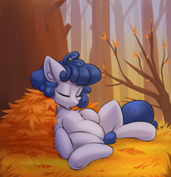 Size: 1876x1938 | Tagged: safe, artist:kittytitikitty, oc, oc only, pony, autumn, forest, pony oc, sleeping, solo