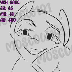 Size: 500x500 | Tagged: safe, oc, commission, cute, grin, ink drawing, obtrusive watermark, smiling, solo, traditional art, watermark, your character here