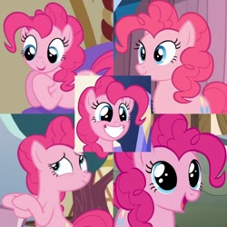 Size: 720x720 | Tagged: safe, edit, editor:megalobronia, screencap, pinkie pie, earth pony, pony, g4, just for sidekicks, season 3, season 5, season 6, the crystalling, the one where pinkie pie knows, what about discord?, collage, cute, diapinkes, female, mare