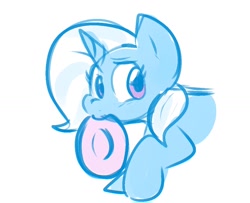 Size: 1044x847 | Tagged: safe, artist:zutcha, trixie, pony, unicorn, g4, cute, diatrixes, female, horn, plate, simple background, solo, white background