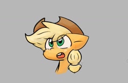 Size: 1195x779 | Tagged: safe, artist:zutcha, applejack, earth pony, pony, g4, eye clipping through hair, female, freckles, gray background, simple background, solo