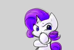 Size: 1017x692 | Tagged: safe, artist:zutcha, rarity, pony, unicorn, g4, :3, female, gray background, simple background