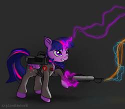 Size: 1955x1702 | Tagged: safe, artist:exploretheweb, twilight sparkle, alicorn, pony, g4, ghostbusters, proton pack, solo, twilight sparkle (alicorn)