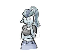 Size: 1143x1010 | Tagged: safe, artist:zutcha, sonata dusk, human, equestria girls, g4, female, hand on chin, simple background, solo, white background