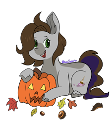 Size: 2400x2700 | Tagged: safe, artist:chairene, oc, oc:cj vampire, earth pony, pony, calved pumpkin, fanart, gift art, halloween, high res, holiday, jack-o-lantern, pumpkin, simple background, smiling, solo, transparent background