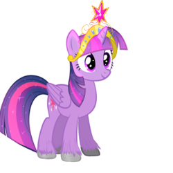 Size: 1378x1378 | Tagged: safe, edit, editor:anonymous pone 434, twilight sparkle, alicorn, pony, mlp fim's twelfth anniversary, g4, big crown thingy, element of magic, glowing mane, jewelry, photo, regalia, simple background, solo, sparkly mane, twilight sparkle (alicorn), unshorn fetlocks, white background