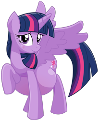 Size: 1057x1280 | Tagged: safe, artist:xniclord789x, twilight sparkle, alicorn, pony, g4, belly, belly blush, big belly, blushing, cute, female, mare, preglight sparkle, pregnant, raised hoof, simple background, smiling, solo, spread wings, transparent background, twiabetes, twilight sparkle (alicorn), wings