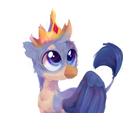 Size: 688x630 | Tagged: artist needed, source needed, safe, gallus, griffon, g4, crown, crown of grover, jewelry, king gallus, regalia, simple background, solo, transparent background, younger